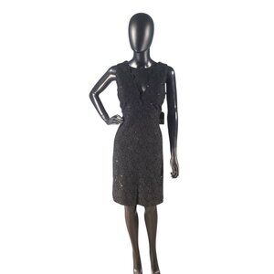 Black Sparkles Illusion V-Neck Cocktail Dress - Roz & Ali